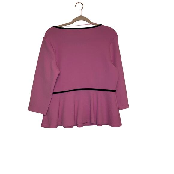 ELLE Pink Textured Knit Peplum Top w/ Keyhole Detail Size Large - Picture 3 of 6